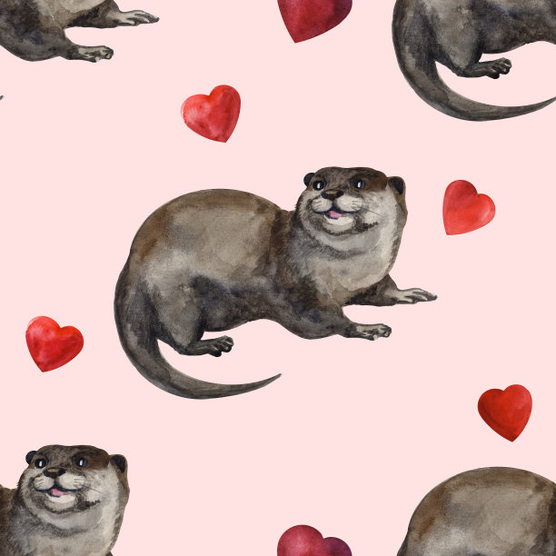 可爱水獭卡通图案背景