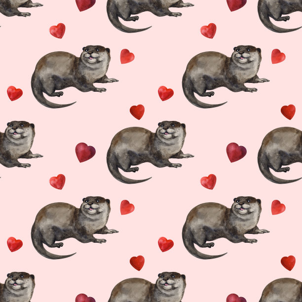 可爱水獭卡通图案背景