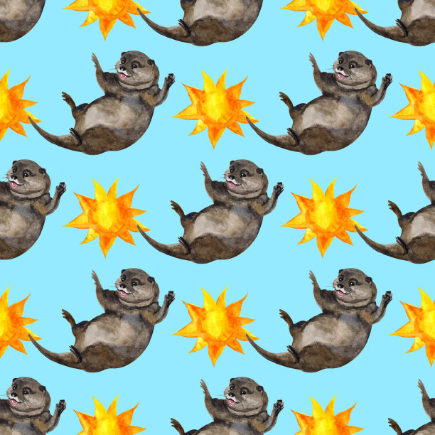 可爱水獭卡通图案背景