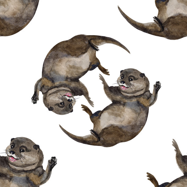 可爱水獭卡通图案背景