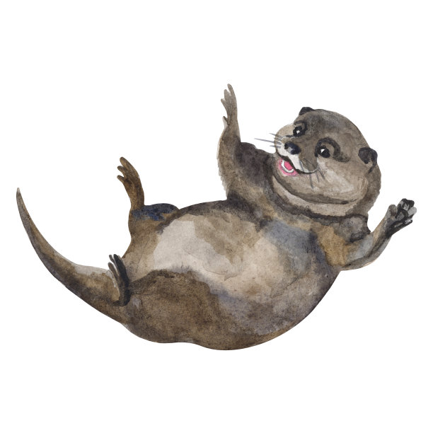 可爱水獭卡通图案背景