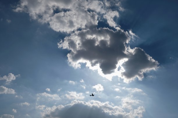 高空中的蓝天白云自然景观