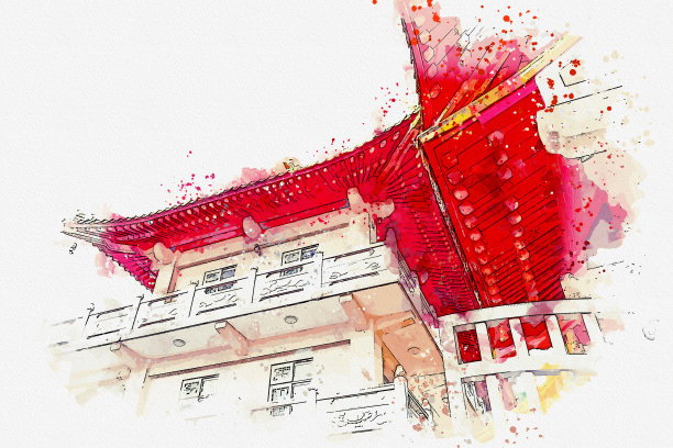 绿色中国风景名胜艺术