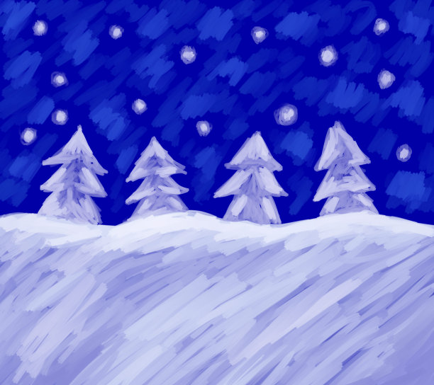 冬季下雪雪景插画