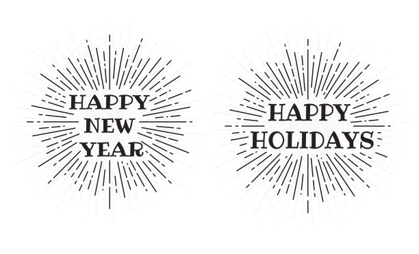 新年快乐毛笔书法矢量字体设计