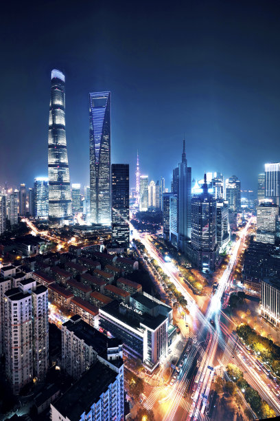 上海城市现代建筑夜景背景