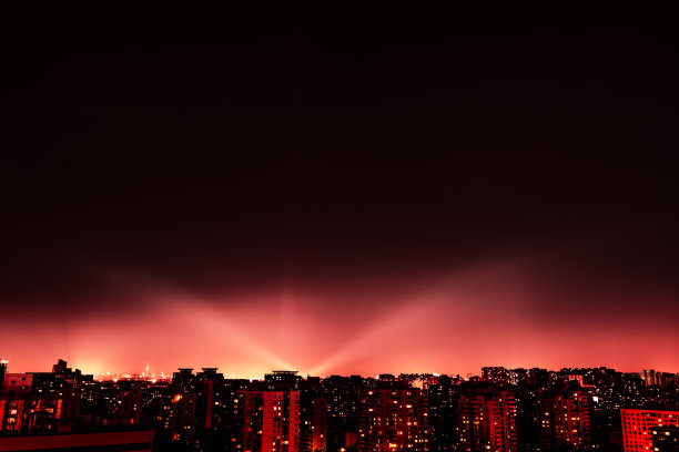 夜空中俯瞰北京城市夜景