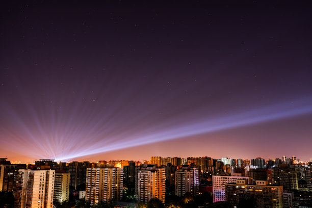 夜空中俯瞰北京城市夜景