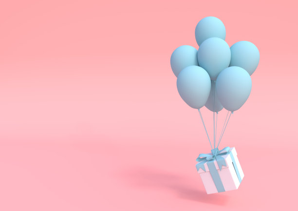 蓝粉色气球