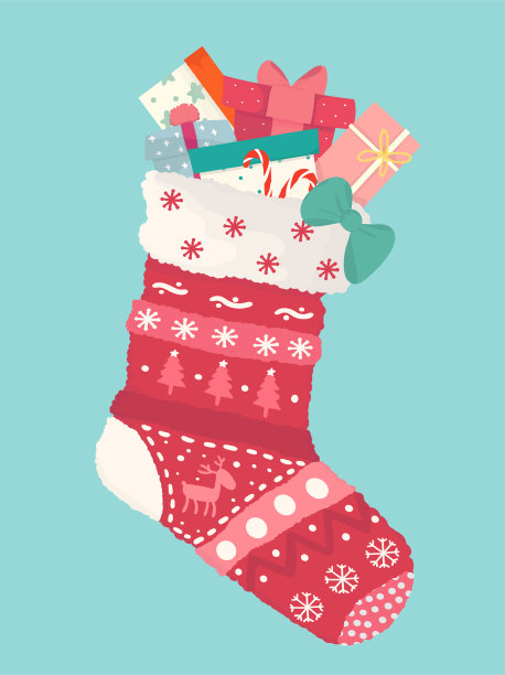 圣诞袜子圣诞老人插画