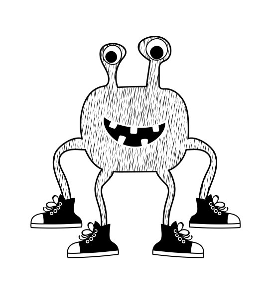 黑白卡通小怪兽