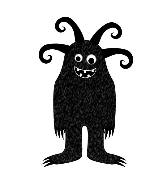 黑白卡通小怪兽