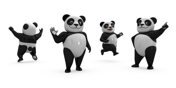 奔跑可爱熊猫