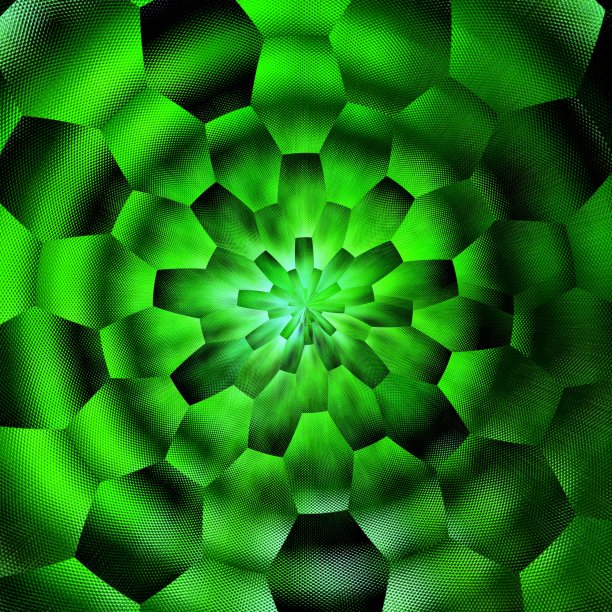 精美绿色圆形几何花纹图案