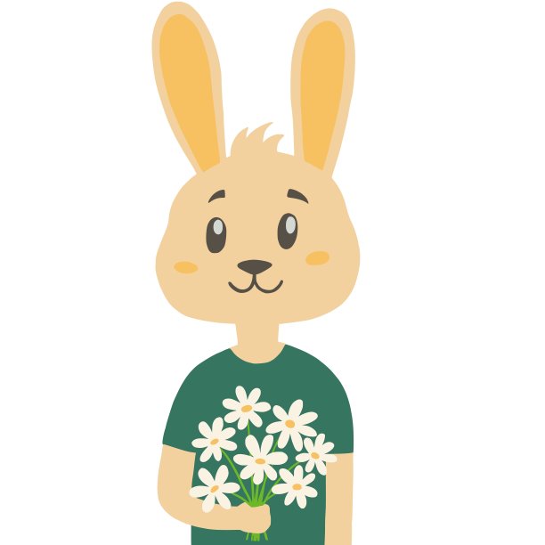 可爱小花兔卡通插画