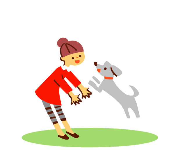 插画抱着狗的女孩
