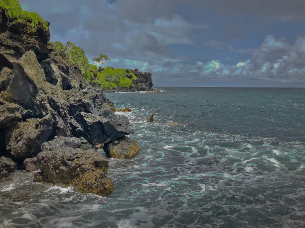 礁石浪花岩石海岛