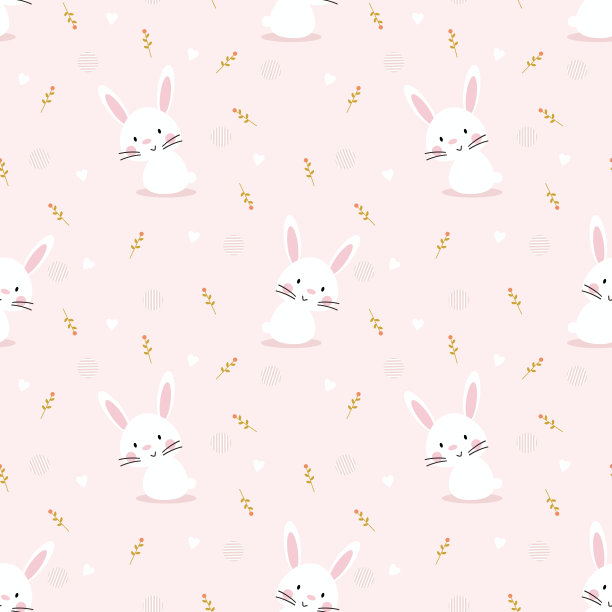 可爱小花兔卡通插画