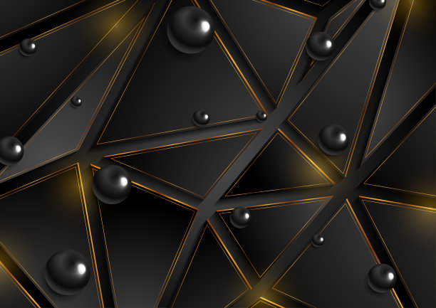 黑色立体几何抽象矢量高清背景