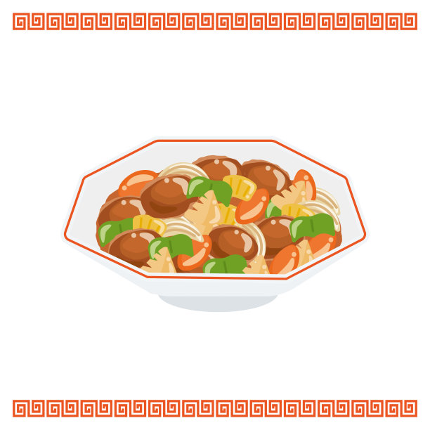 中西餐美食餐饮插画