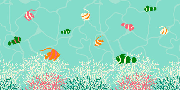 海底世界海洋动物矢量插画素材