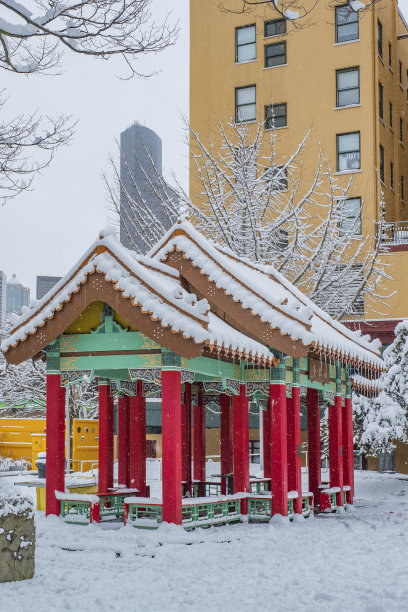 寺庙屋顶积雪