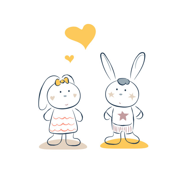 可爱小花兔卡通插画