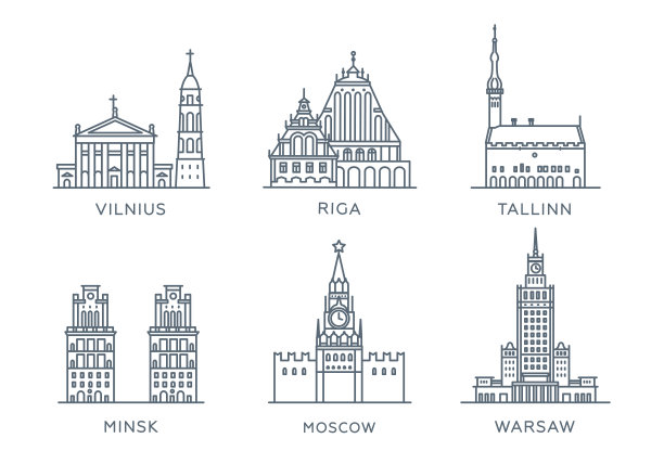 欧洲城市线描