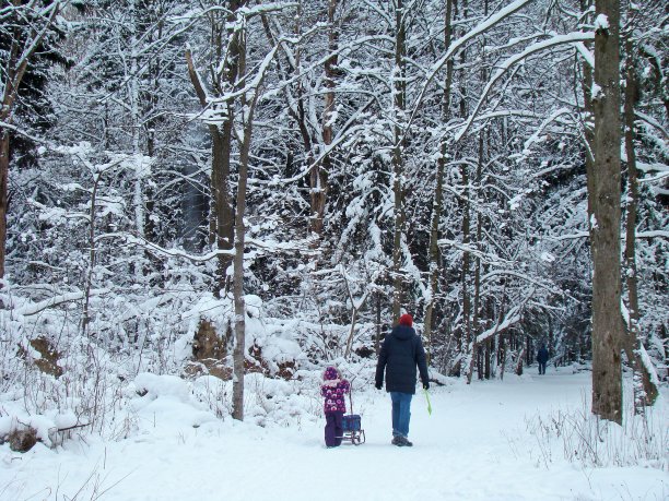 雪地里的两个孩童