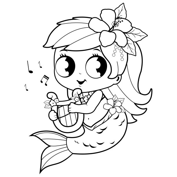 线描木槿花