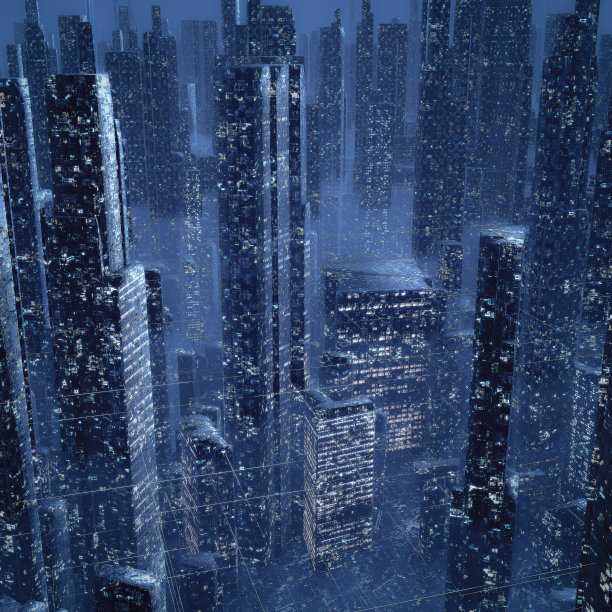 科幻未来现代都市城市夜景