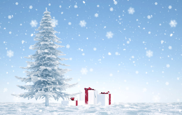 冬季雪景圣诞装饰背景图