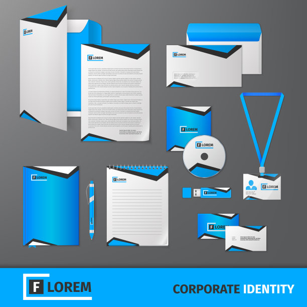 蓝色商业画册id设计模板
