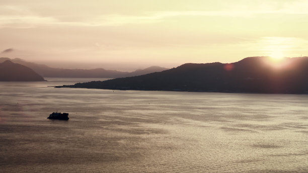 海边橙色云彩自然风景