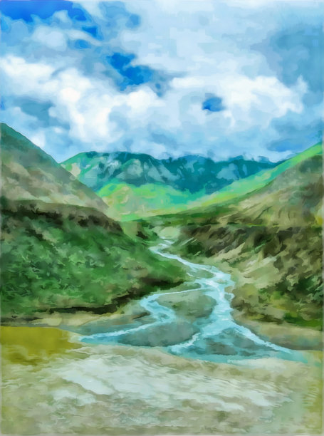 水彩西藏