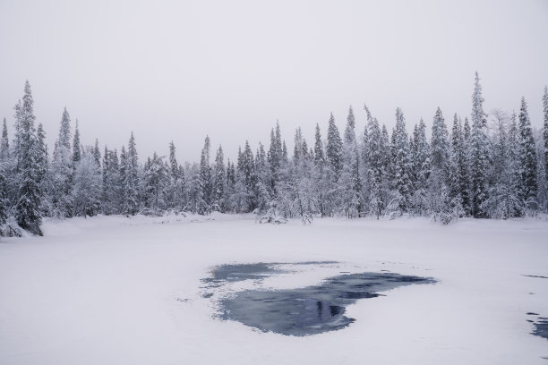 雪天湖岸