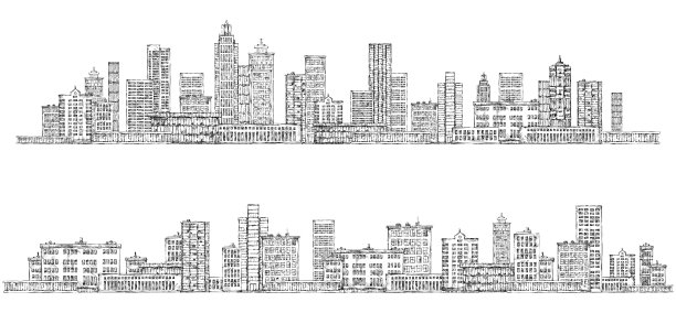 城市街道建筑矢量图