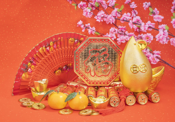 春天,金色,红色