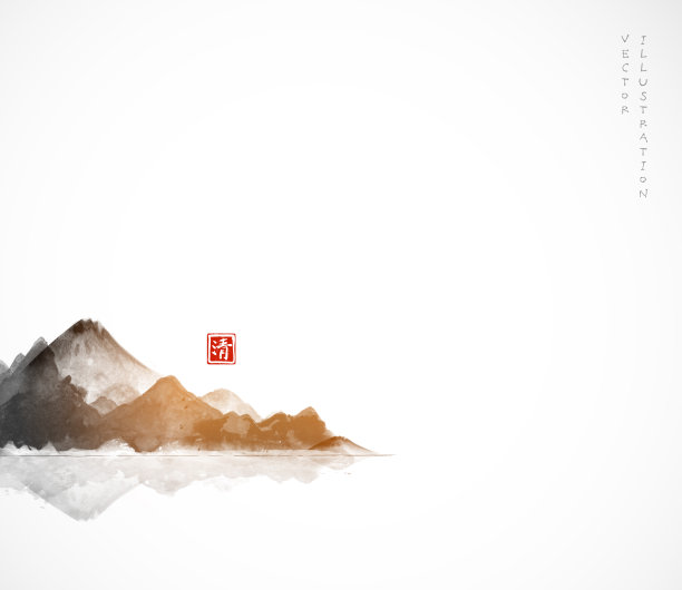 中国风山水画风景