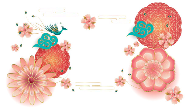 孔雀牡丹中式传统图案