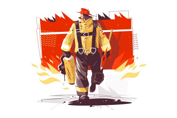 矢量卡通消防员