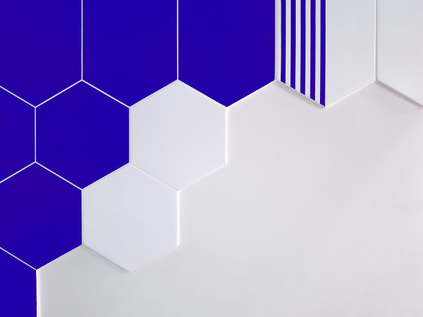 蓝白几何花朵无缝图案