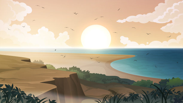 卡通海洋沙滩背景