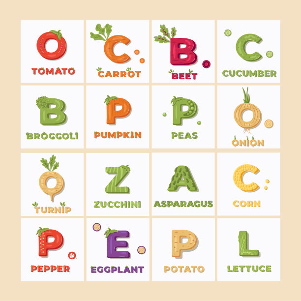 蔬菜,清新,字母