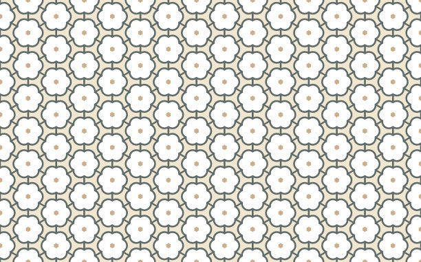 花卉环绕的圆形装饰矢量图案