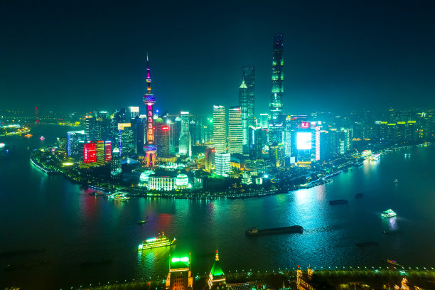 俯拍上海城市风光