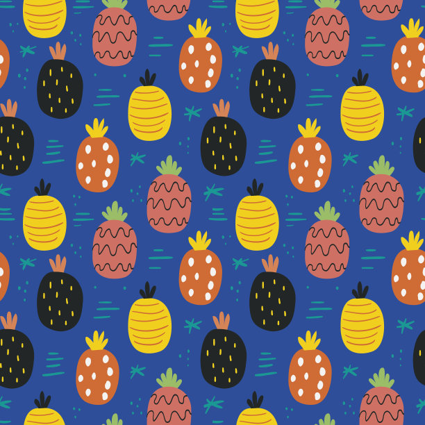 矢量菠萝卡通热带水果