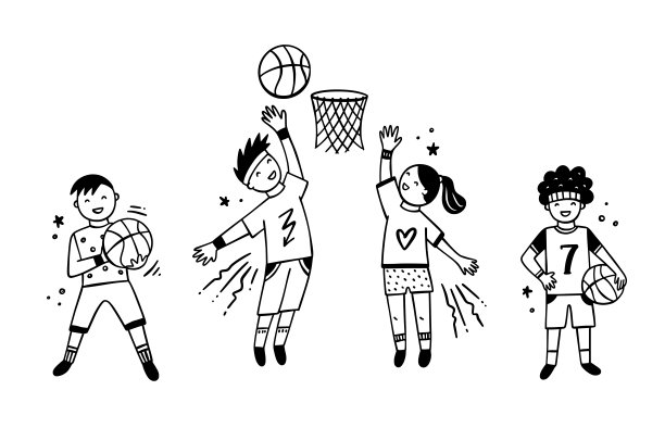 儿童篮球卡通插画