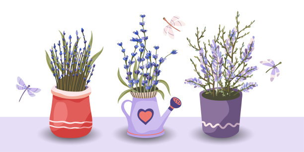 花卉和蝴蝶矢量插画