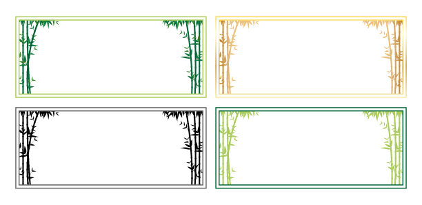 天然绿叶背景金框模板矢量